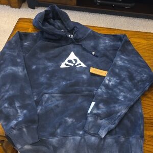 Wasted Collective Womens Navy/white Tie-Dye Hoodie with Logo. NWT Sz L